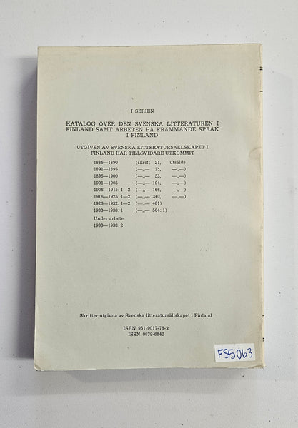 Katalog: Den Svenska Litteraturen 1 Finland