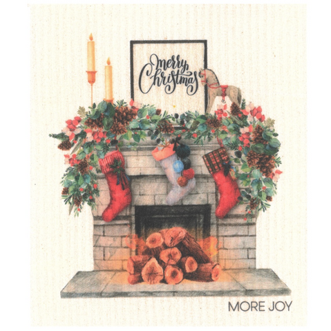 Dishcloth - Christmas Fireplace