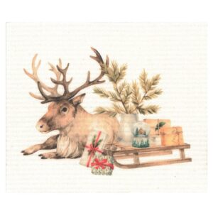 Dishcloth - Reindeer with Gifts